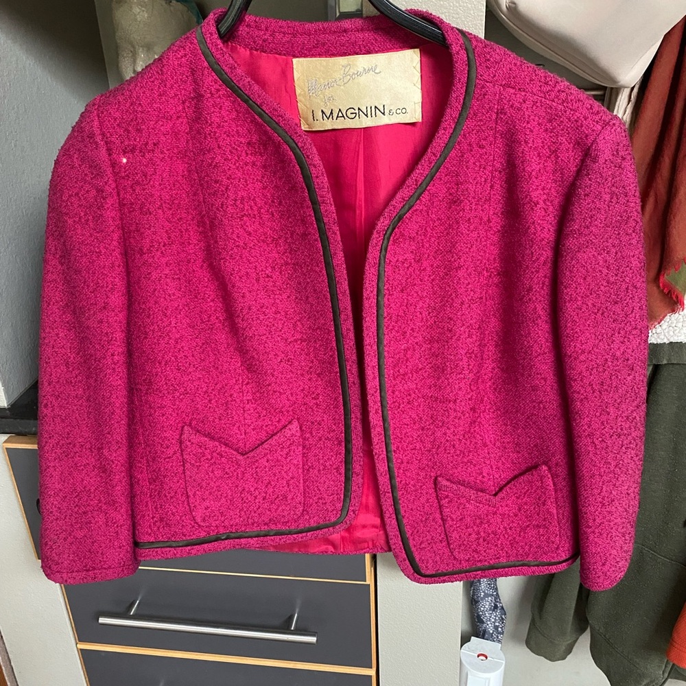 Vintage 60s Fuchsia Wool Bouclé Jacket – Manor Bourne for I. Magnin